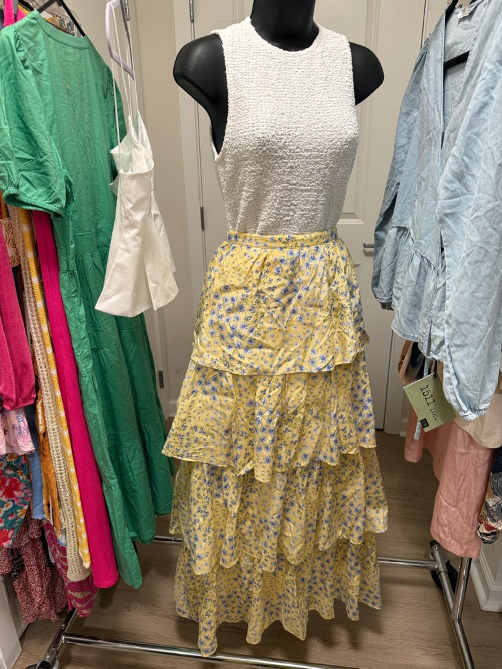 Floral Print Tiered Ruffle Maxi Skirt